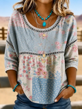 Women's Boho Embroidered V-Neck Top for Everyday Style