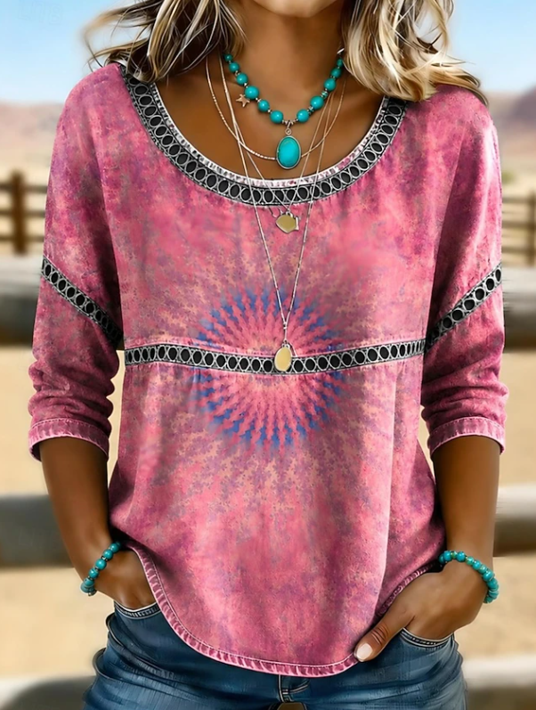Women's Boho Embroidered V-Neck Top for Everyday Style