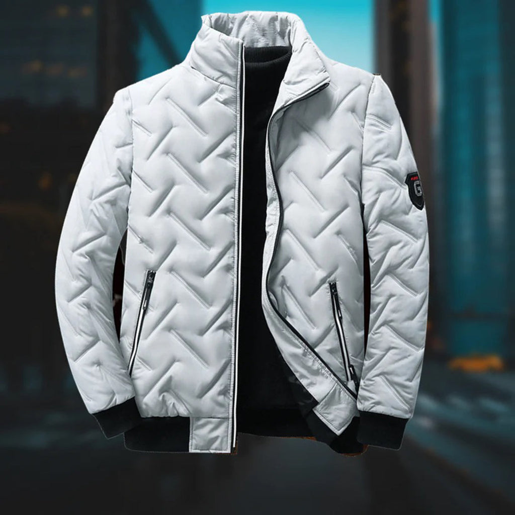 Lightweight Men's Quilted Jacket with Stand-Up Collar for Cool Weather