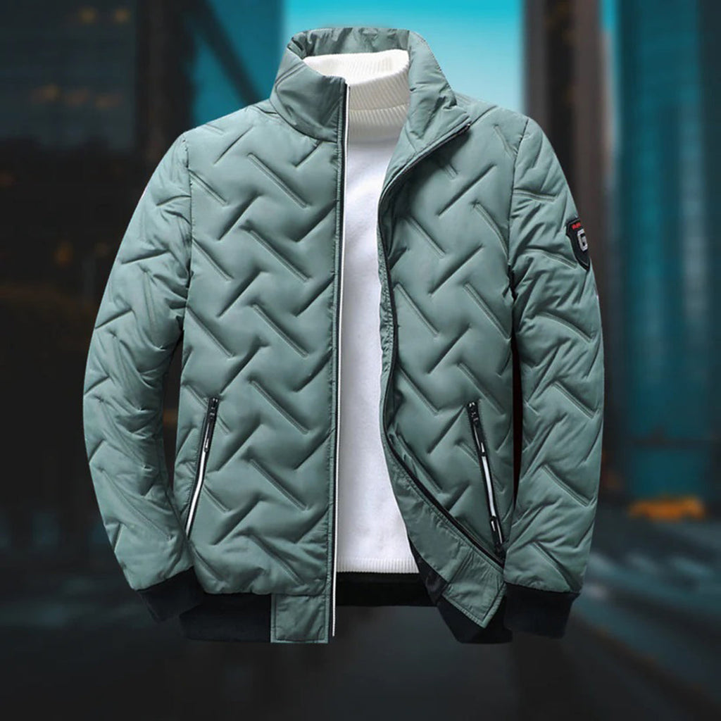 Lightweight Men's Quilted Jacket with Stand-Up Collar for Cool Weather