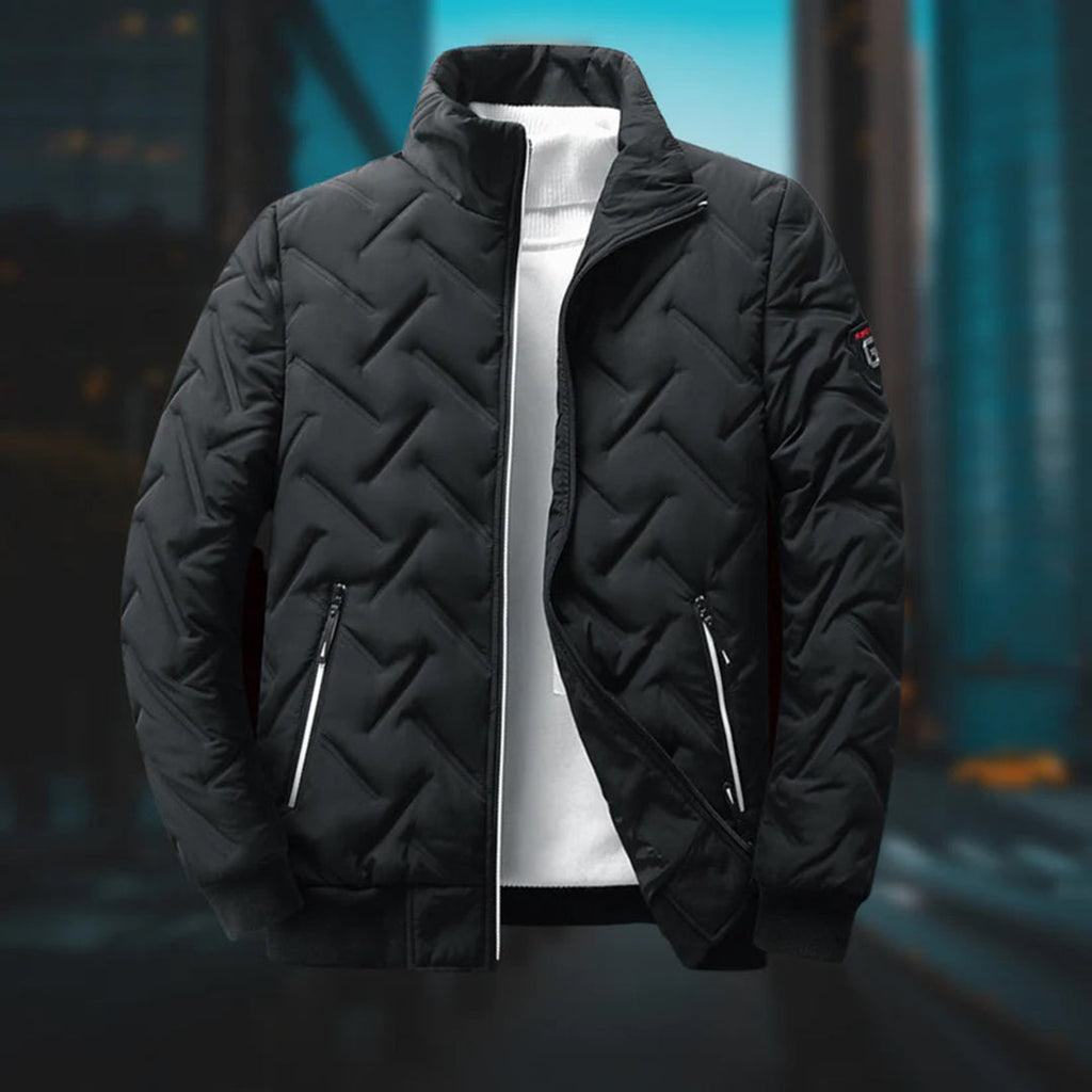 Lightweight Men's Quilted Jacket with Stand-Up Collar for Cool Weather