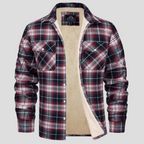 Men's Fleece Lined Plaid Shirt Jacket with Chest Pockets
