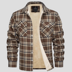 Men's Fleece Lined Plaid Shirt Jacket with Chest Pockets