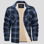 Men's Fleece Lined Plaid Shirt Jacket with Chest Pockets