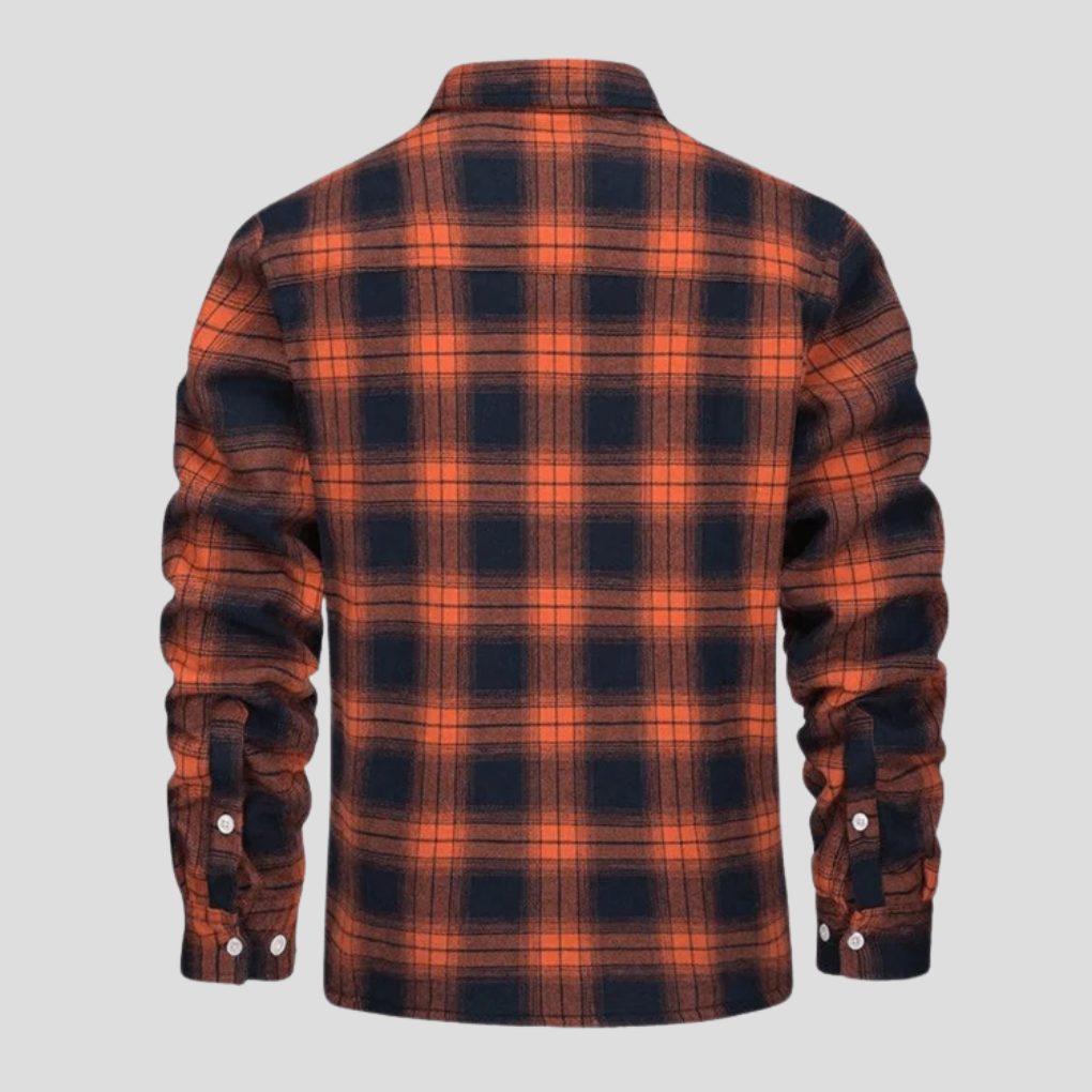 Men's Fleece Lined Plaid Shirt Jacket with Chest Pockets
