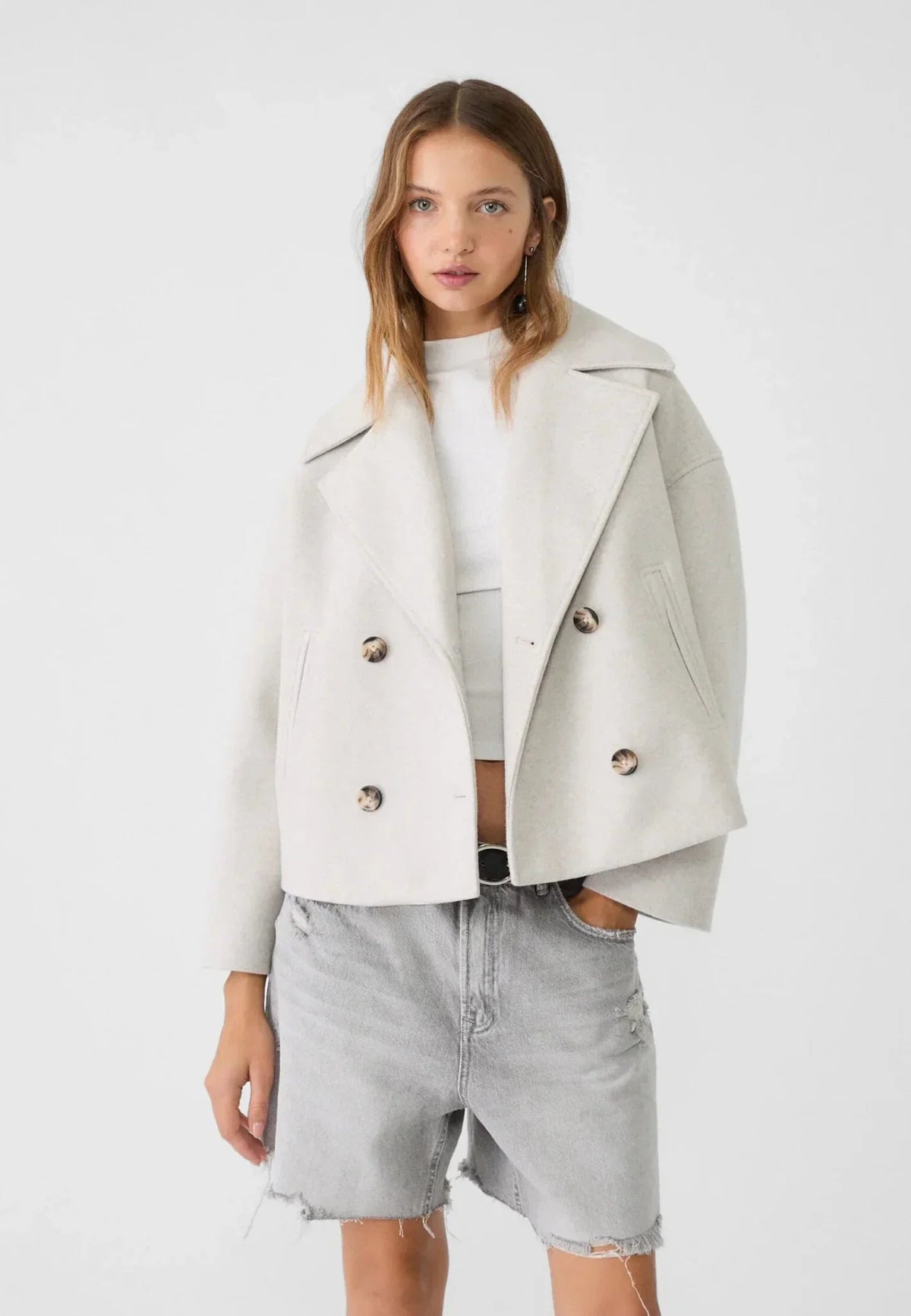 Cropped Oversized Double-Breasted Blazer for Women
