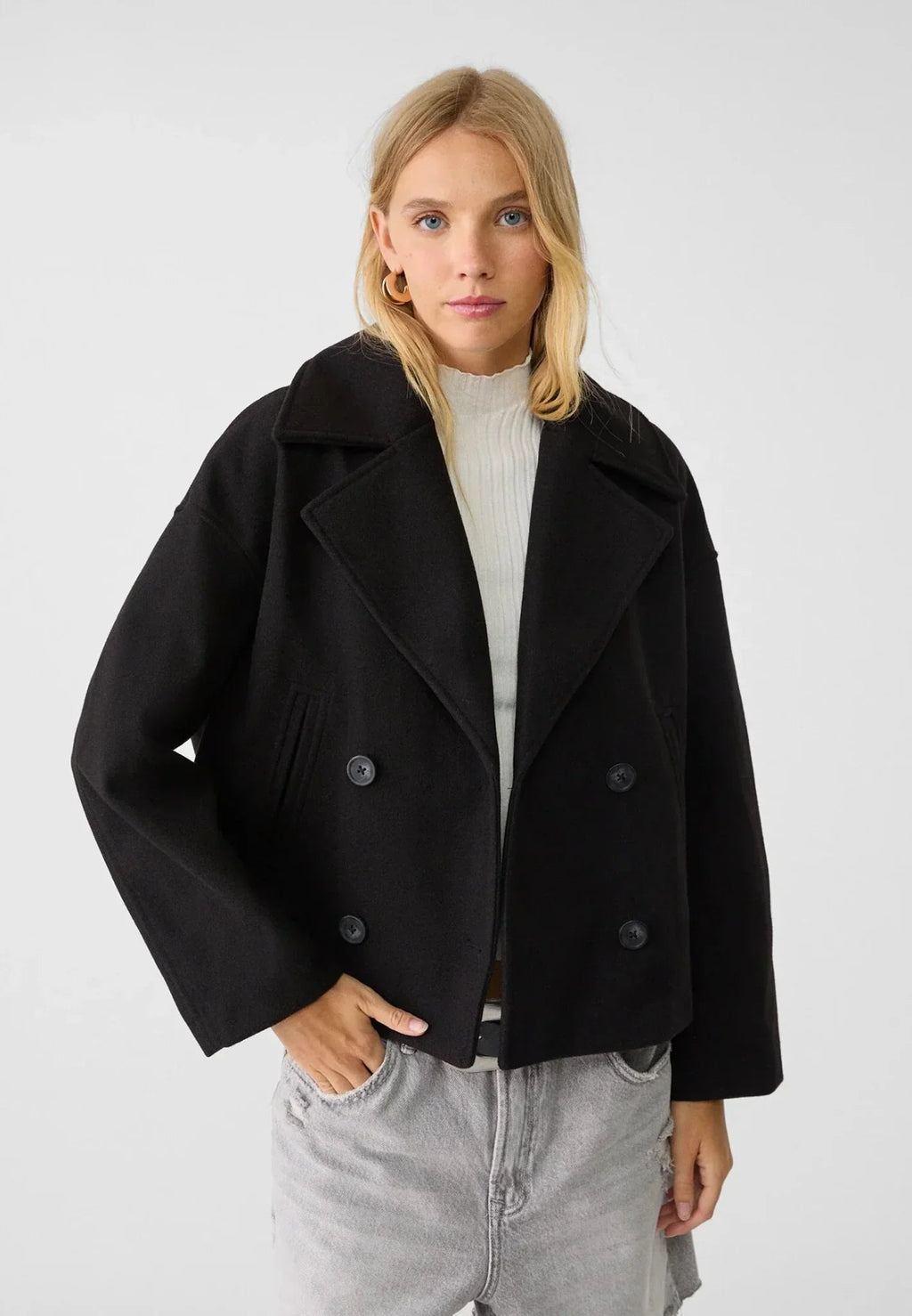 Cropped Oversized Double-Breasted Blazer for Women