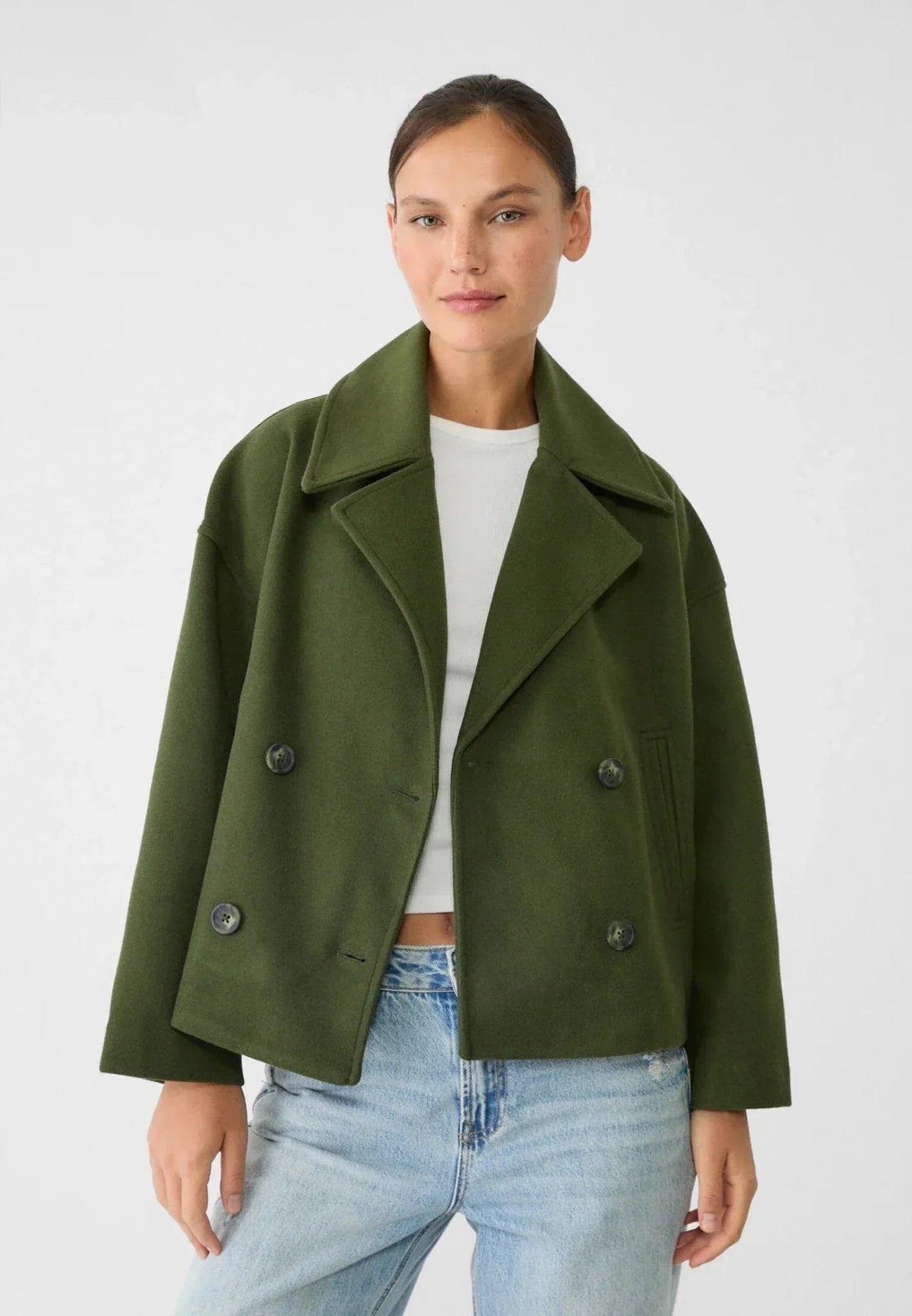 Cropped Oversized Double-Breasted Blazer for Women