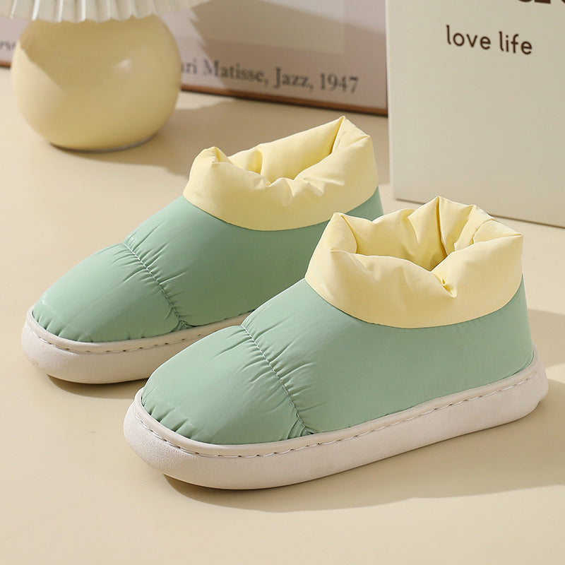 Down Cloth Home Slippers Winter Thickened Warm Cotton Shoes With Back Heel Couple Garden Outdoor Indoor Floor House Shoes Women