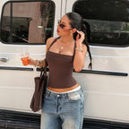 Womens Solid-Color Camisole Tube Top