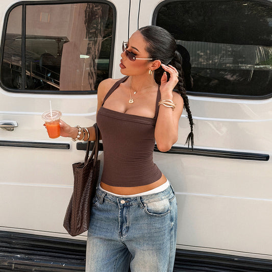 Womens Solid-Color Camisole Tube Top