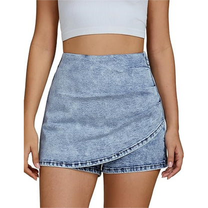 Stylish High-waisted Stretch Denim Shorts