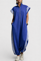 Women's Stylish Sleeveless Zip Neck Jumpsuit for Effortless Modern Elegance