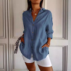 Casual Lapel Long Sleeve Pleated Shirt