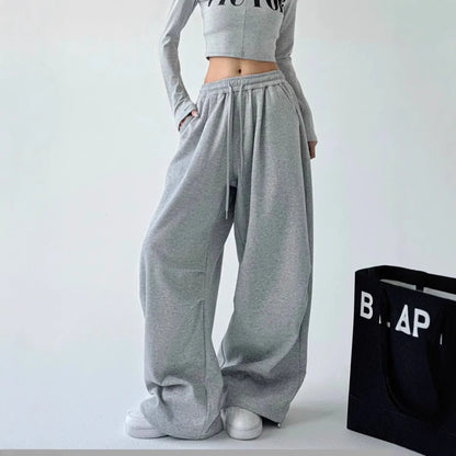 Casual Womens Street-style Wide-leg Pants With A Tie-waist Design