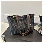 Vintage Checkered Large Capacity Shoulder Tote Bag