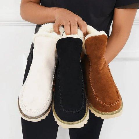 Ankle Platform Boots for Women with Pull-On Design and Front Stitch Detailing