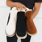 Ankle Platform Boots for Women with Pull-On Design and Front Stitch Detailing