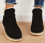 Ankle Platform Boots for Women with Pull-On Design and Front Stitch Detailing