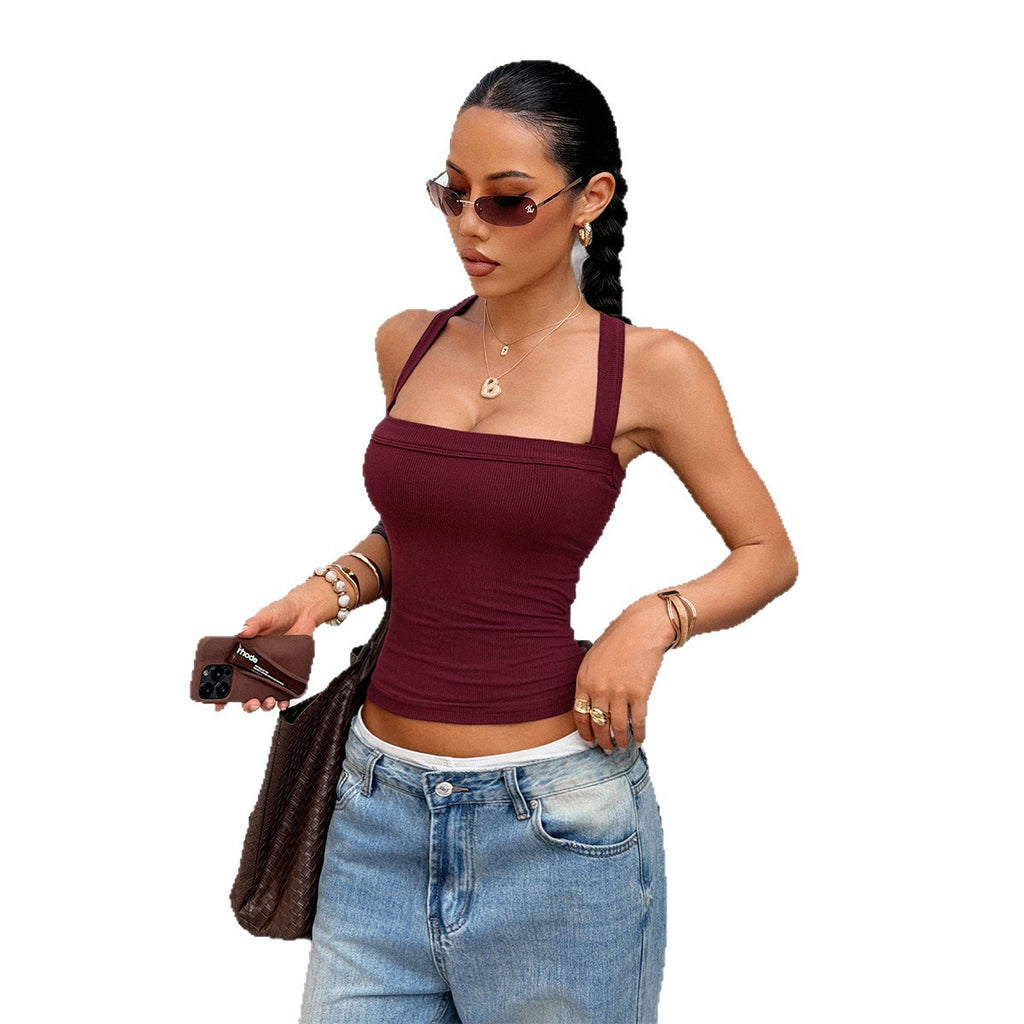 Womens Solid-Color Camisole Tube Top