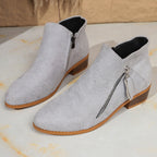 Suede Zipper Ankle Boots