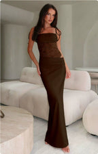 Long lace dress with straps