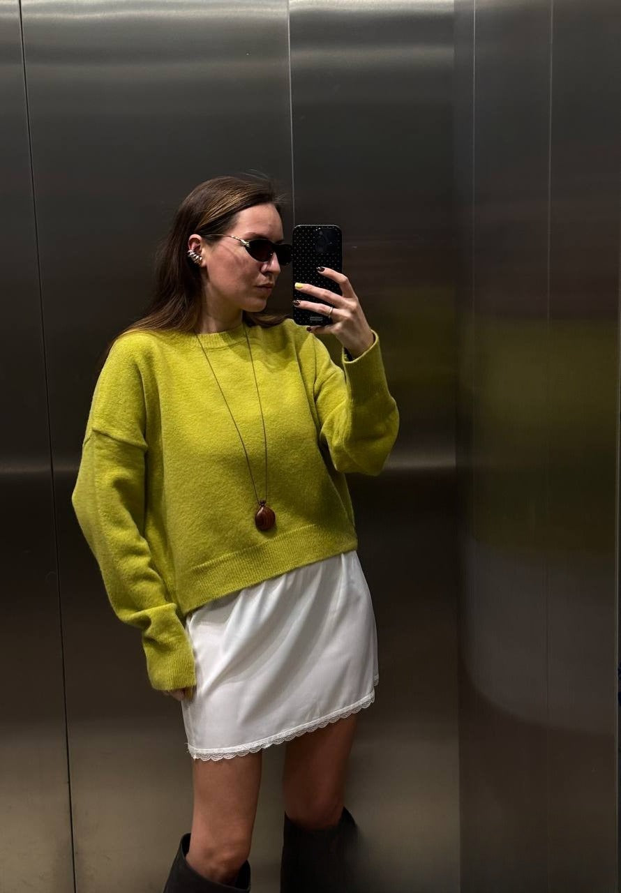 Relaxed Fit Ribbed Knit Crewneck Pullover Sweater