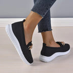 Women's Knit Slip-On Boat Shoes with Gold Chain Detail
