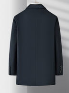 Men's Classic Button-Front Overcoat with Notched Collar and Side Pockets