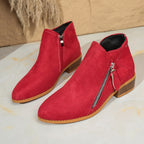 Suede Zipper Ankle Boots
