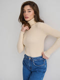 Women's Ribbed Turtleneck Knit Sweater - Slim Fit Long Sleeve Winter Pullover