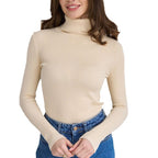 Women's Ribbed Turtleneck Knit Sweater - Slim Fit Long Sleeve Winter Pullover