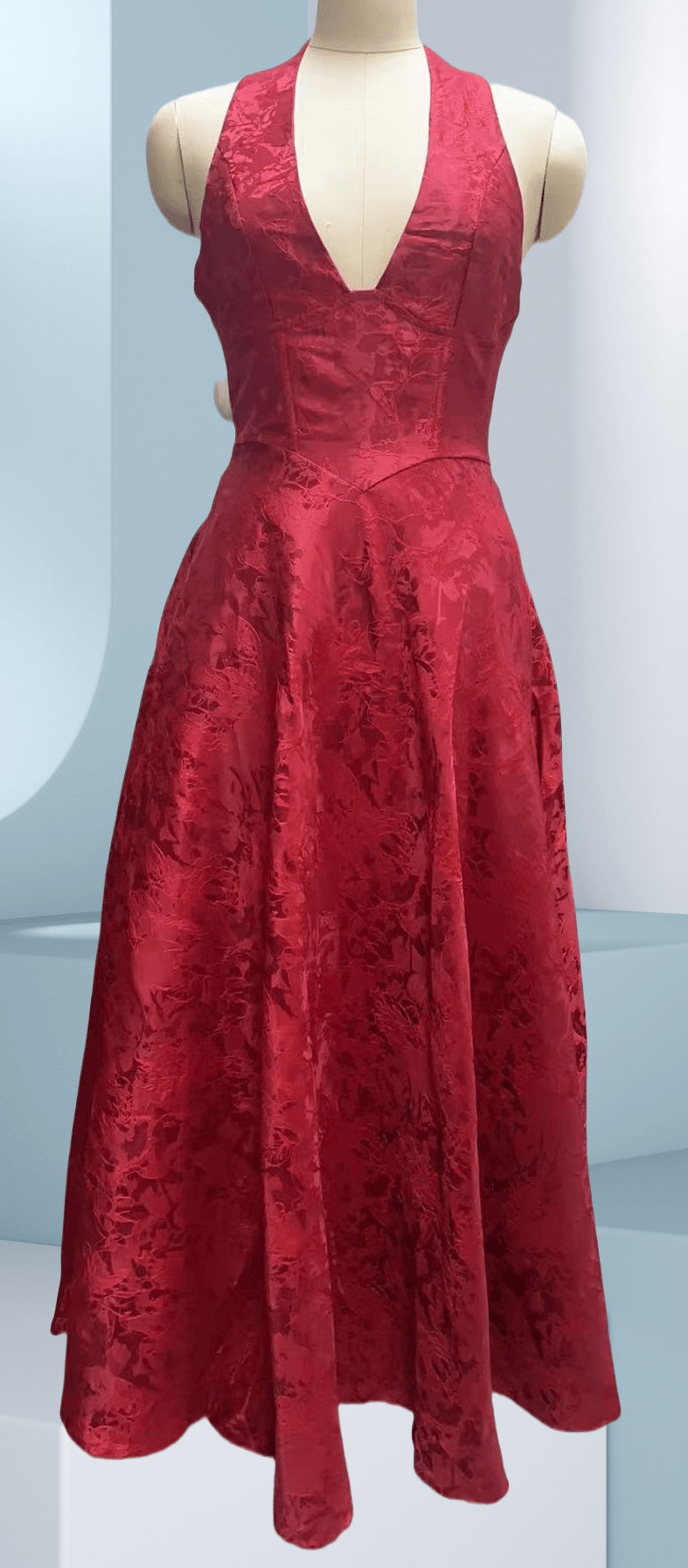 Elegant floral jacquard evening dress