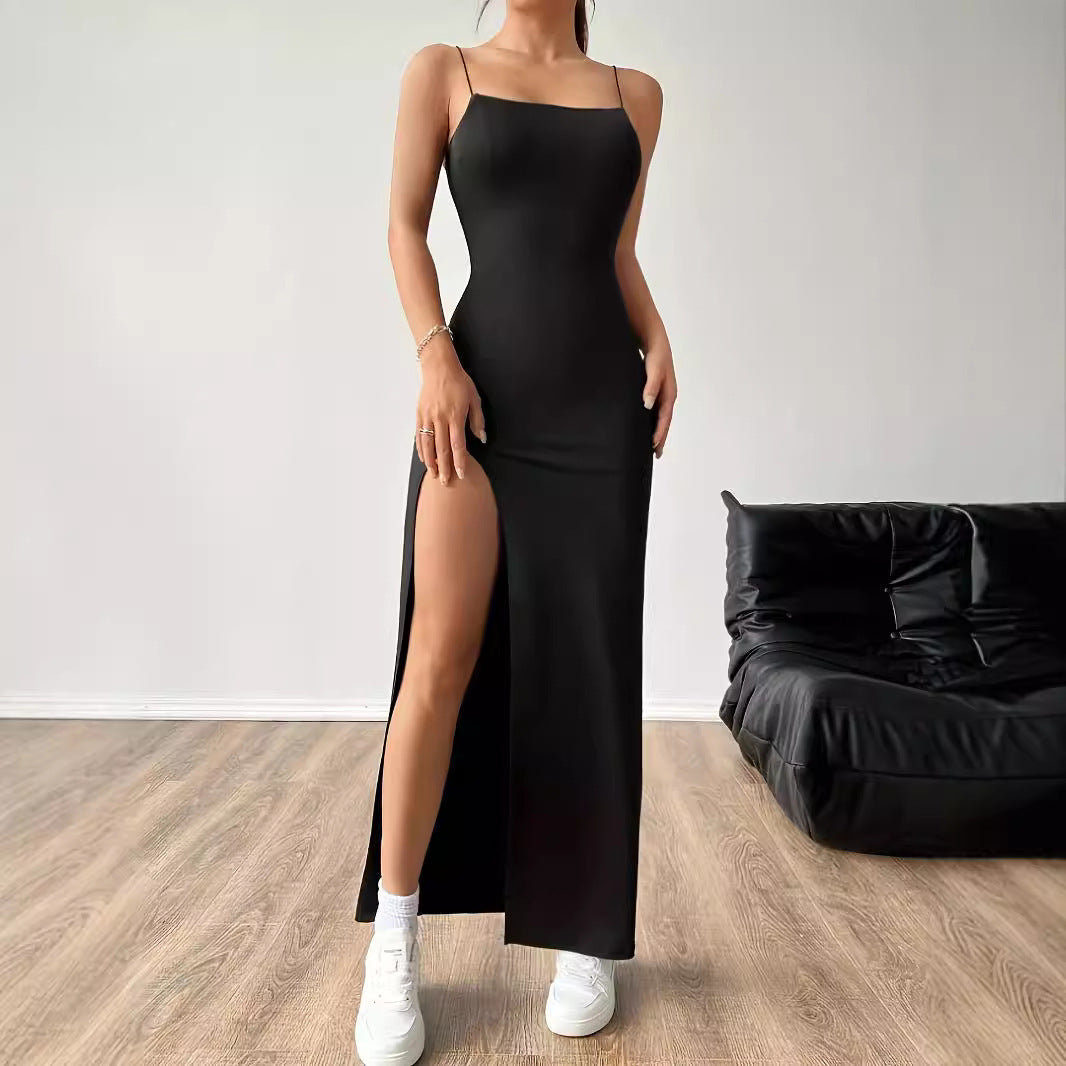 Sleek Black Bodycon Cami Dress
