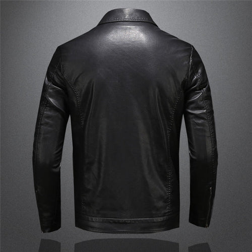 Classic Men's Biker Jacket with Stand Collar and Fitted Design