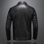 Men's Classic Biker Jacket with Stand Collar and Zip Closure for Versatile Style
