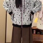 American-style Retro Streetwear Star-print Cardigan Hoodie