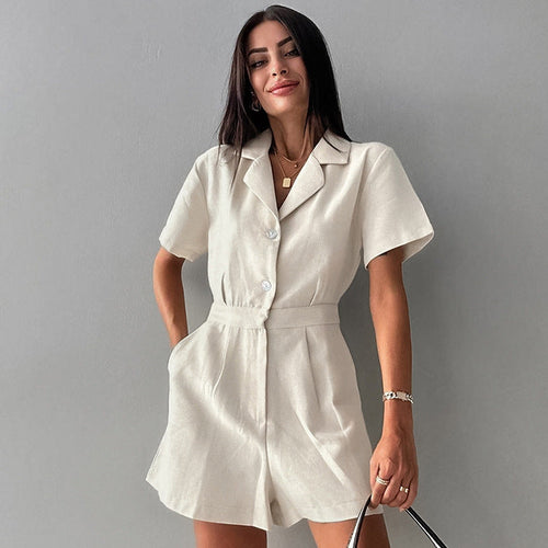 Casual Elegance Linen Short Jumpsuit