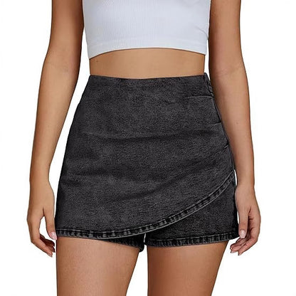 Stylish High-waisted Stretch Denim Shorts