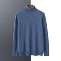 Men's Relaxed Fit Turtleneck Sweater with Fold-Over Collar and Long Sleeves