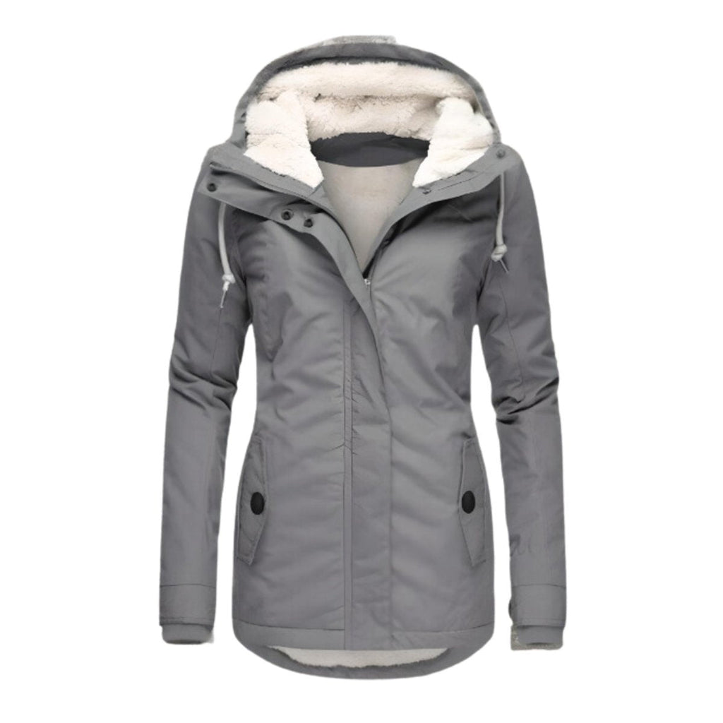 Women's Water-Resistant Hooded Parka with Cozy Sherpa Lining and Tailored Fit