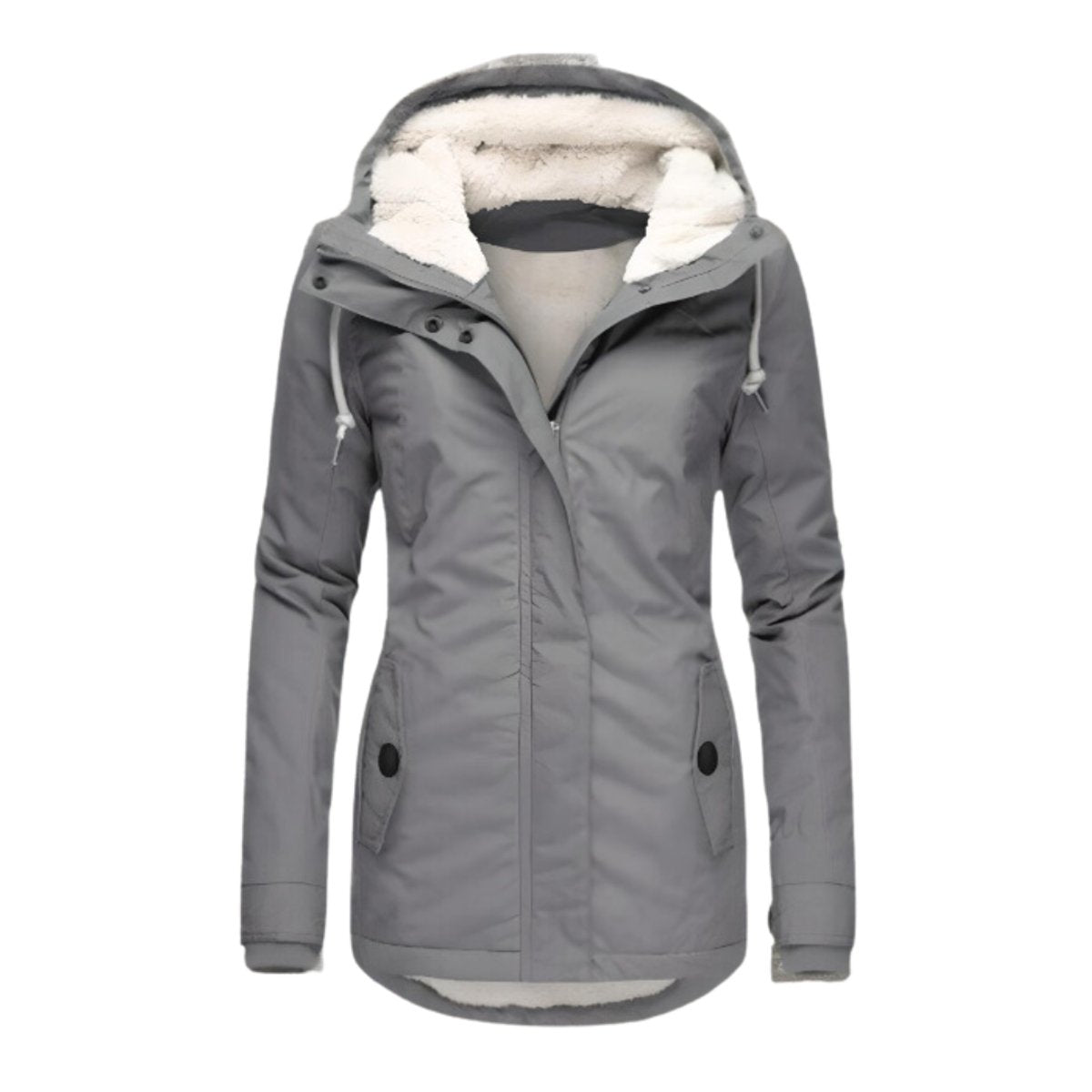 Women’s Lightweight Waterproof Hooded Raincoat with Button Front