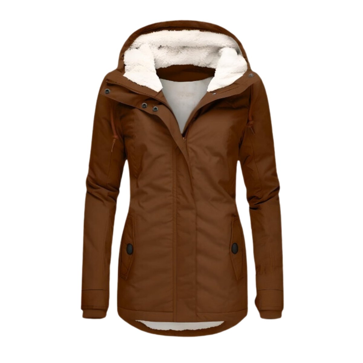 Women’s Lightweight Waterproof Hooded Raincoat with Button Front