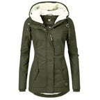 Women's Water-Resistant Hooded Parka with Cozy Sherpa Lining and Tailored Fit