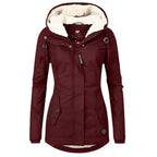 Women's Water-Resistant Hooded Parka with Cozy Sherpa Lining and Tailored Fit