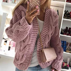 Chunky Knit Open Front Cardigan Oversized Women’s Jacket