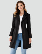Tailored Women's Trench Coat with Notch Lapel and Button Closure