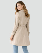 Tailored Women's Trench Coat with Notch Lapel and Button Closure