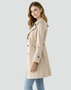 Tailored Women's Trench Coat with Notch Lapel and Button Closure