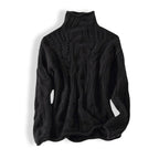 Cable-Knit Turtleneck Sweater for Women with Relaxed Fit and Openwork Details